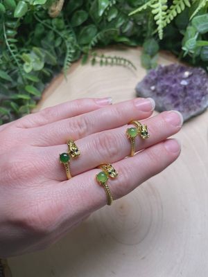 Green Agate Dragon Adjustable Ring