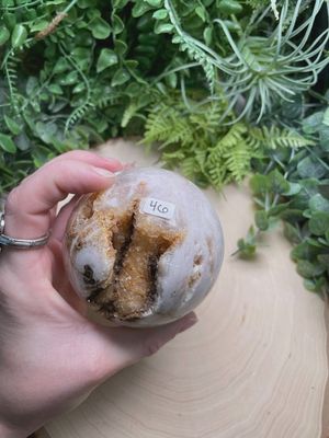 Druzy Quartz and Flower Agate Sphere