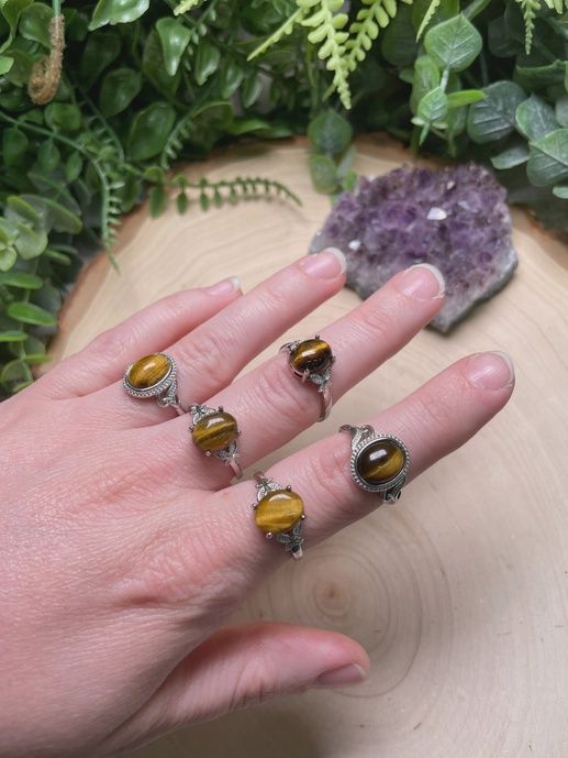 Tiger Eye Adjustable Ring