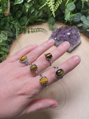 Tiger Eye Adjustable Ring