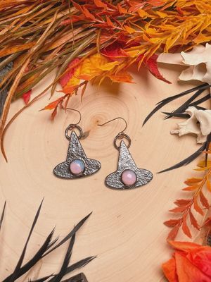 Opalite Witch Hat Earrings