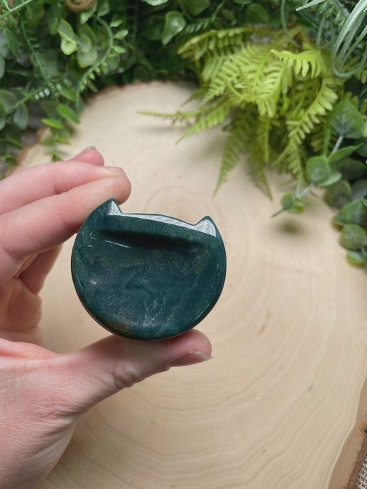 Moss Agate Mini Cat Ring Dish