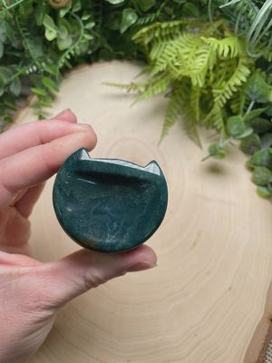 Moss Agate Mini Cat Ring Dish