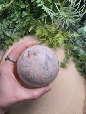 Druzy Quartz and Flower Agate Sphere