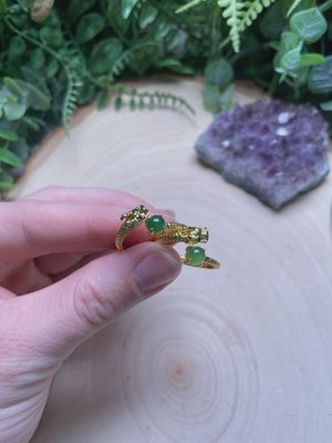 Green Agate Dragon Adjustable Ring