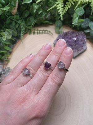 Fluorite Heart Adjustable Ring