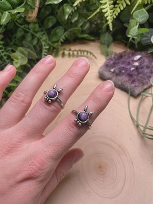 Charoite Bunny Rabbit Adjustable Ring