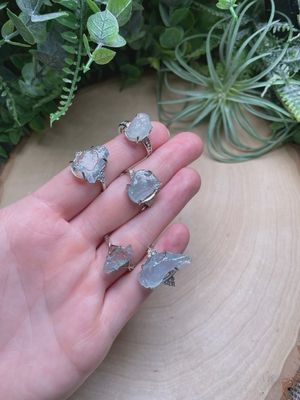 Aquamarine Star Adjustable Ring
