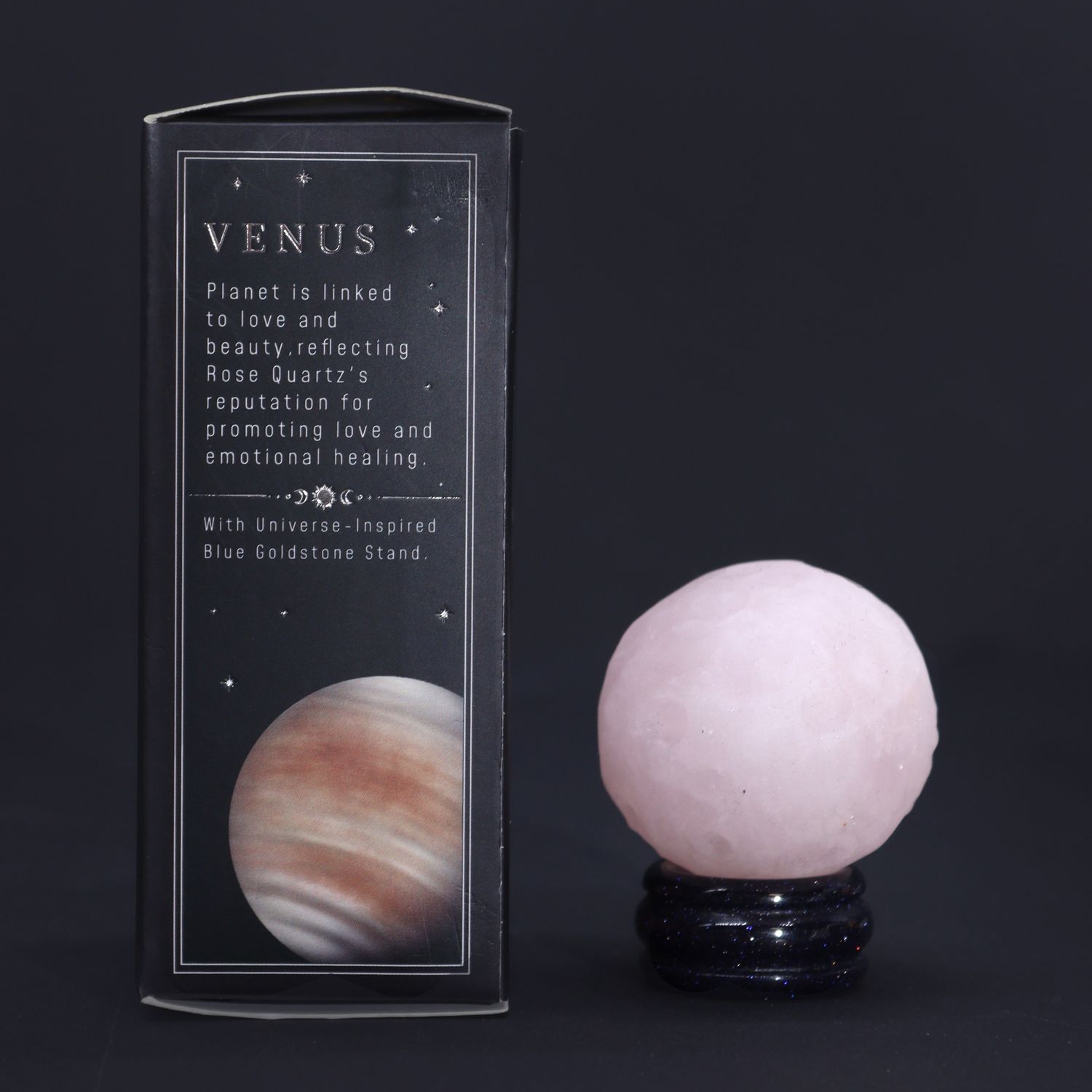 Rose Quartz Planet on a Solar Goldstone Stand (VENUS) - 40mm