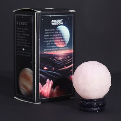 Rose Quartz Planet on a Solar Goldstone Stand (VENUS) - 40mm