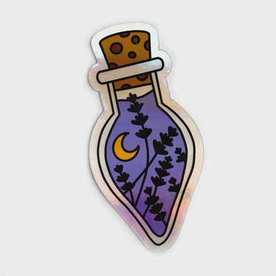 Floral Potion Bottle Holographic Sticker