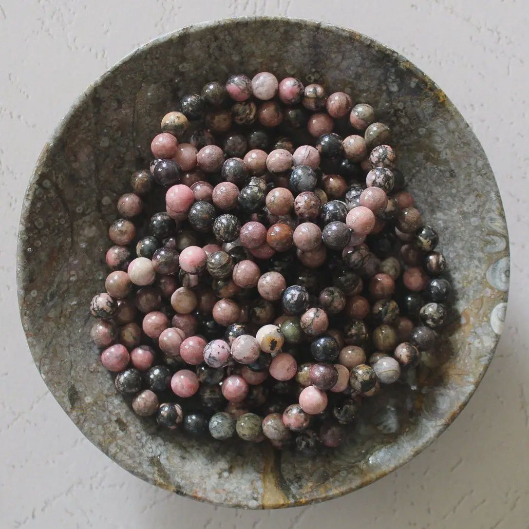 8mm Rhodonite Bead Stretch Bracelet