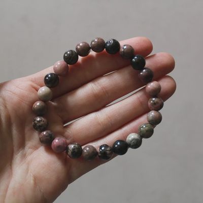 8mm Rhodonite Bead Stretch Bracelet