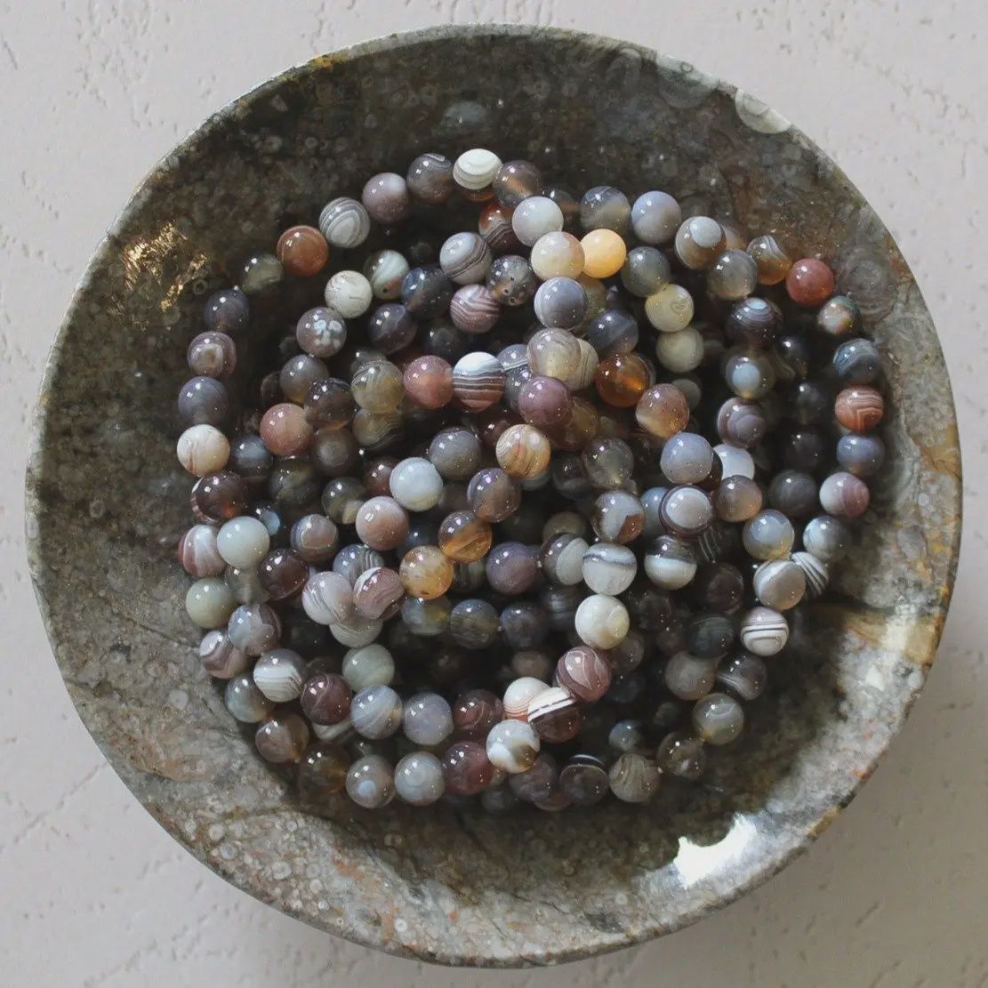 8mm Botswana Agate Bead Stretch Bracelet