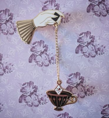 Poison Tea Enamel Pin Lapel Set w/Chain