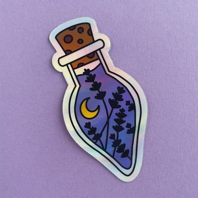 Floral Potion Bottle Holographic Sticker