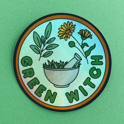 Green Witch Holographic Sticker