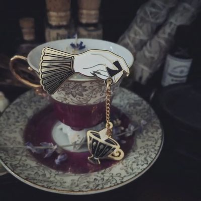 Poison Tea Enamel Pin Lapel Set w/Chain