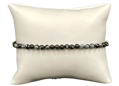 4mm Snowflake Obsidian Beaded Stretch Bracelet