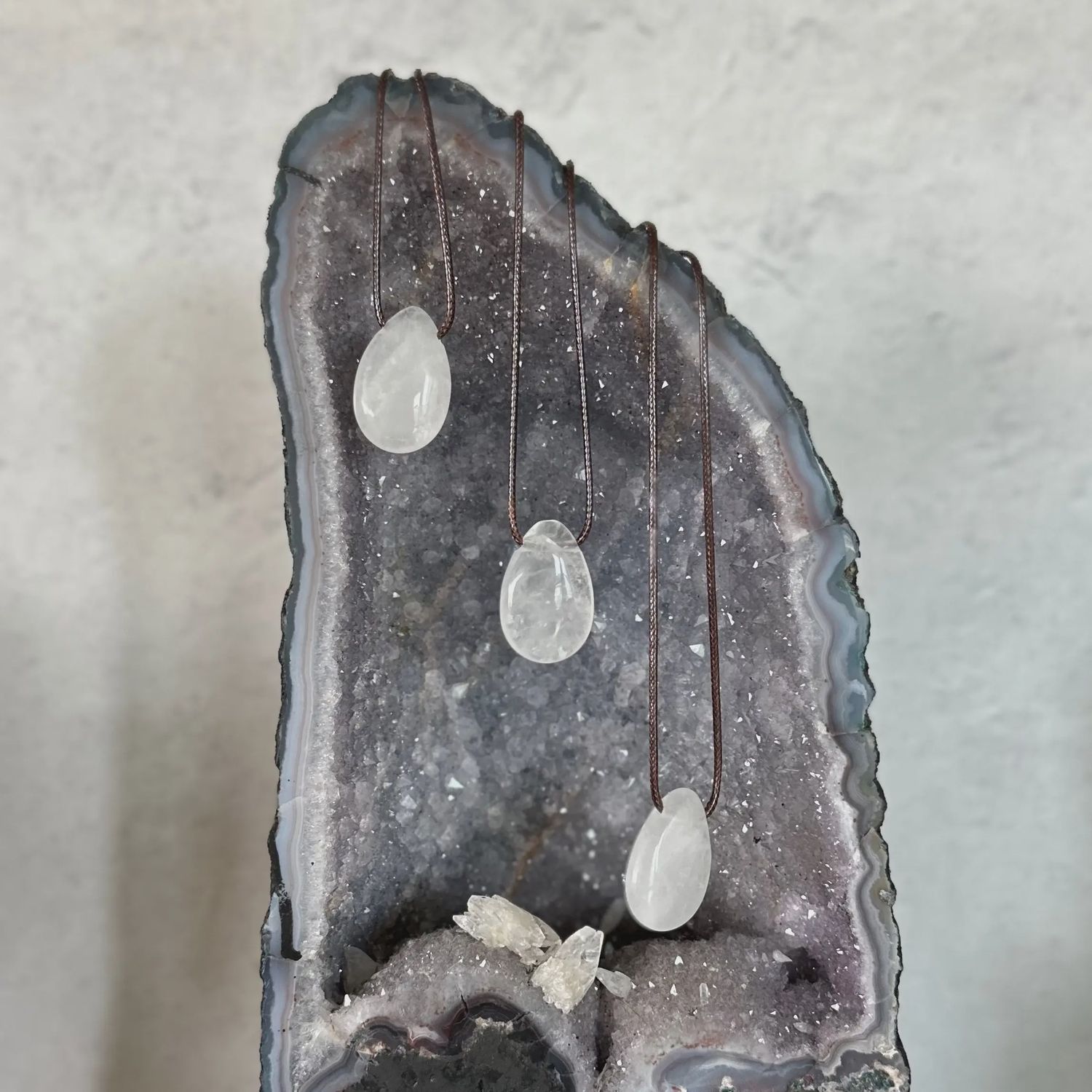 Polished Rock Quartz Necklace