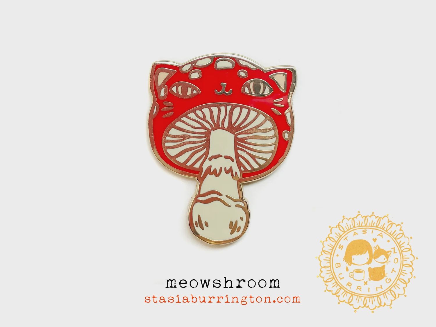 Fly Agaric Meowshroom / mushroom cat enamel pin