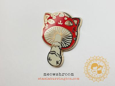 Fly Agaric Meowshroom / mushroom cat enamel pin