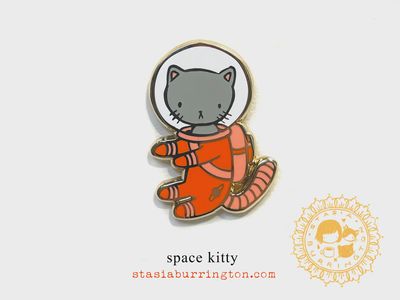Space Kitty Astro Cat Art Enamel Pin