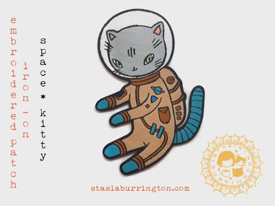 Space Kitty - embroidered iron on Patch