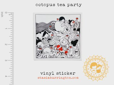 Tea PARTY - octopus and geisha tea ceremony Sticker