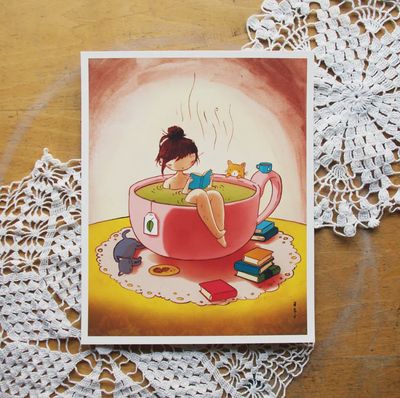 Cozy Tea Bath Art Print | 8x10in