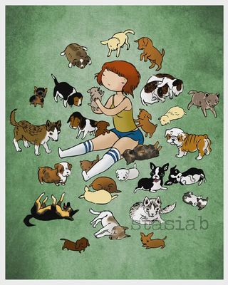 Puppy Pile Art Print | 8x10in