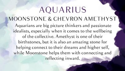 6mm Bead Aquarius Zodiac Bracelet | Moonstone and Amethyst