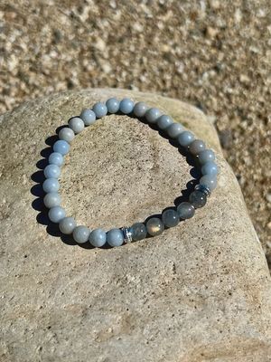 6mm Bead Bracelet | Full Moon - Labradorite &amp; Angelite