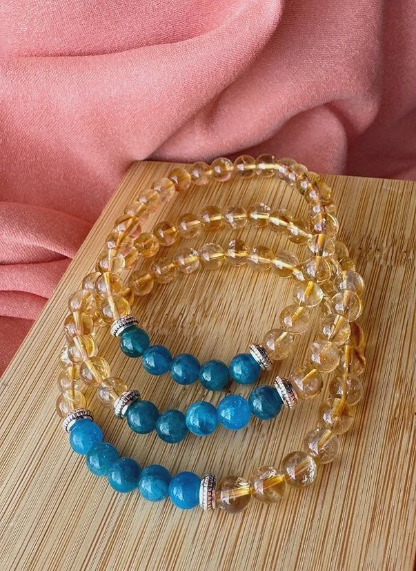 6mm Bead Leo Zodiac Bracelet Citrine and Apatite