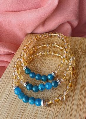 6mm Bead Leo Zodiac Bracelet Citrine and Apatite