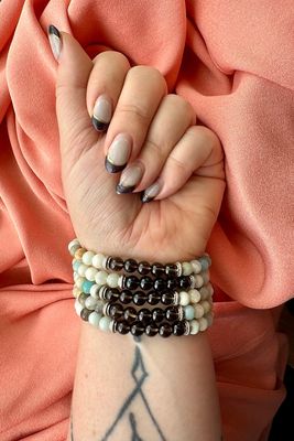 6mm Bead Capricorn Zodiac Bracelet Smoky Quartz and Amazonite