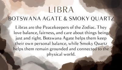 6mm Bead Libra Zodiac Bracelet Smoky and Botswana Agate