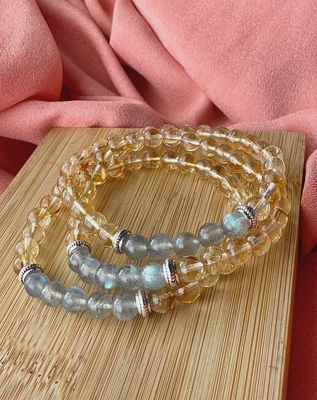 6mm Bead Scorpio Zodiac Bracelet Labradorite and Citrine