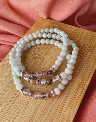 6mm Bead Gemini Zodiac Bracelet Jade and Super 7