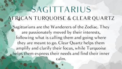 6mm Bead Sagittarius Zodiac Bracelet Clear Quartz and African Turquoise