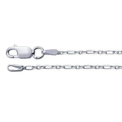 18in Sterling Silver 1.45mm Beveled Long &amp; Short Chain