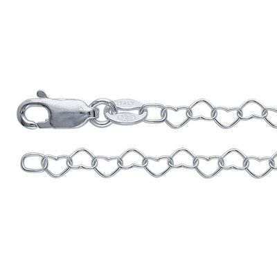 18in Sterling Silver 3mm Heart Link Chain