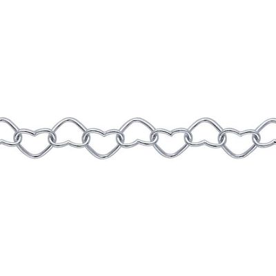 18in Sterling Silver 3mm Heart Link Chain