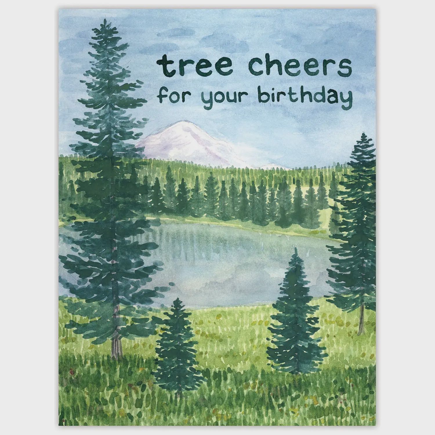Tree Cheers Birthday Card - Punny Watercolor Greeting Card