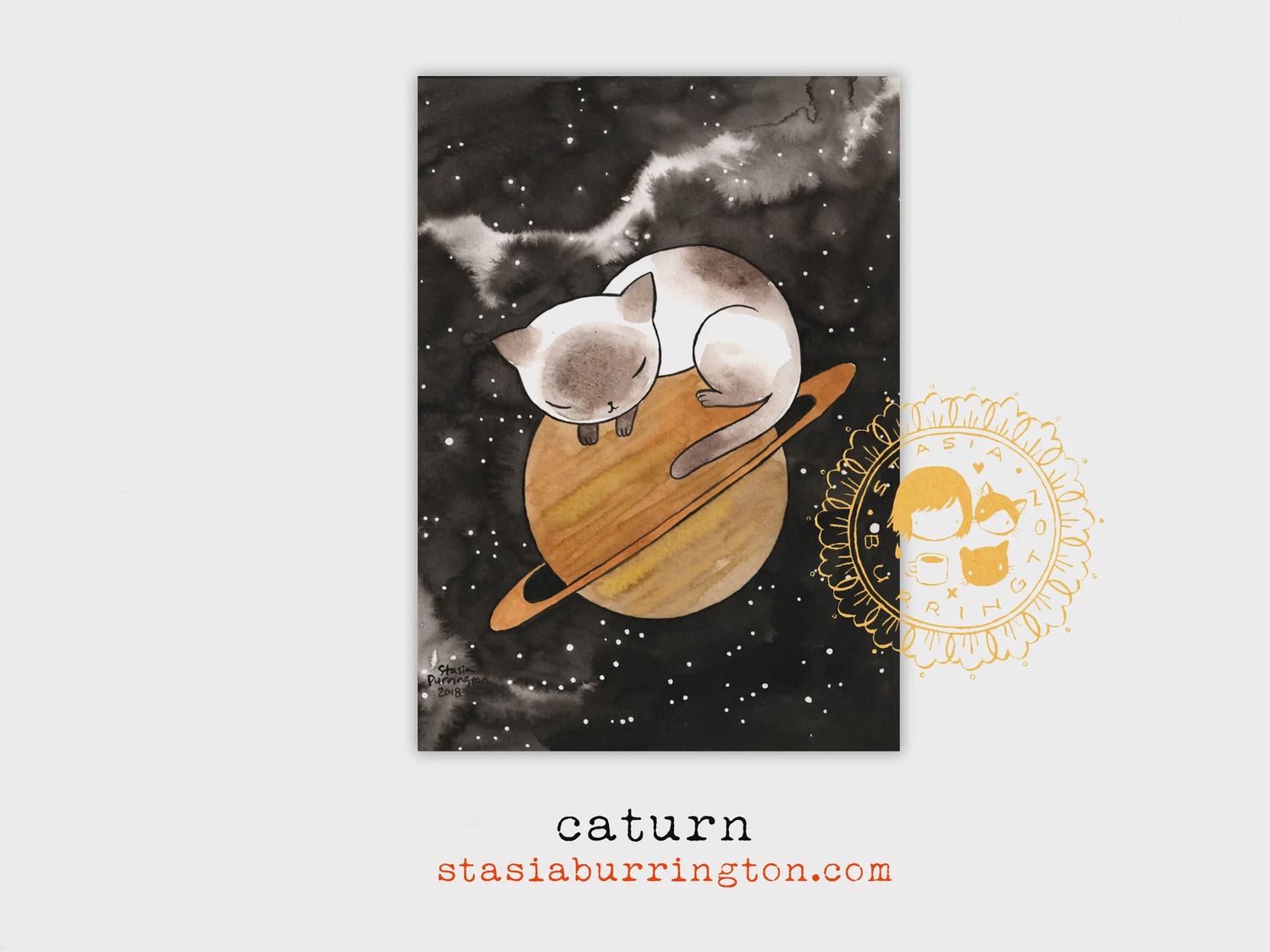 Caturn 5x7 Postcard Art Print