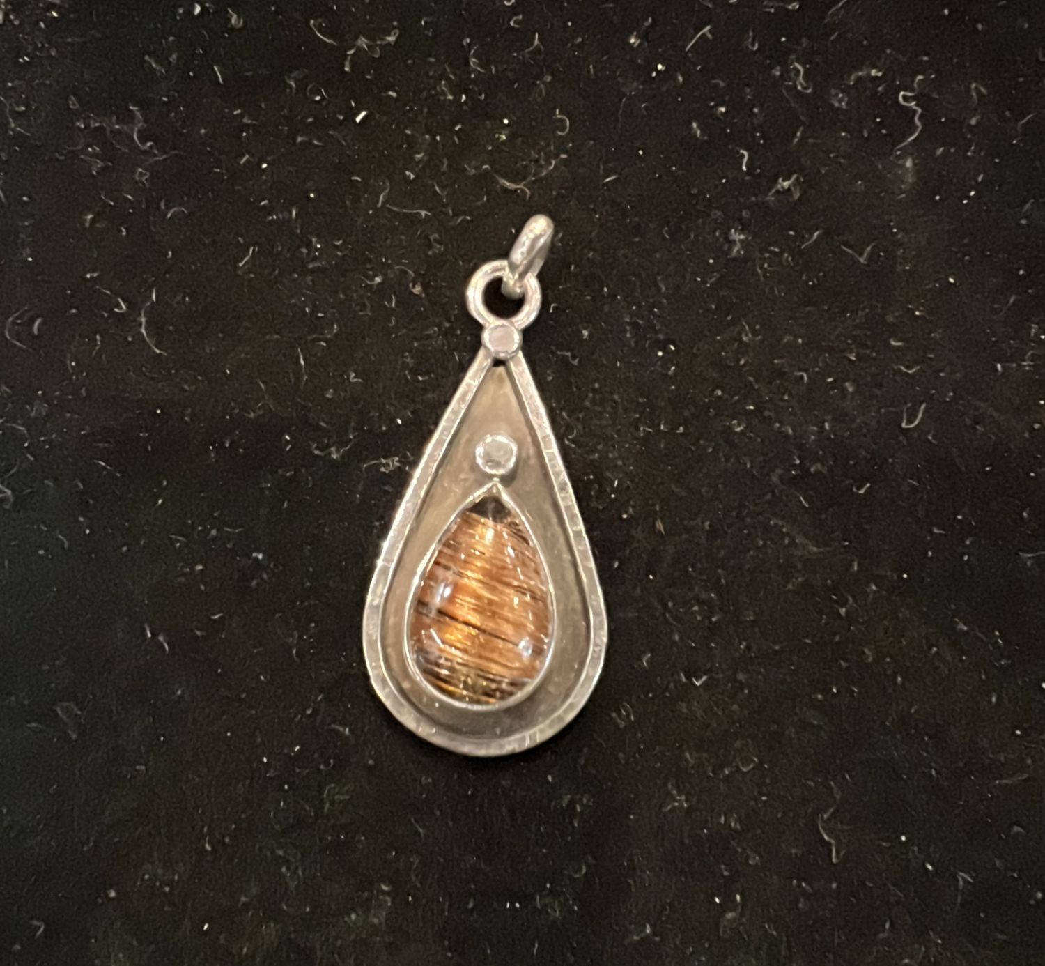 PA Golden Rutile Teardrop Sterling Pendant