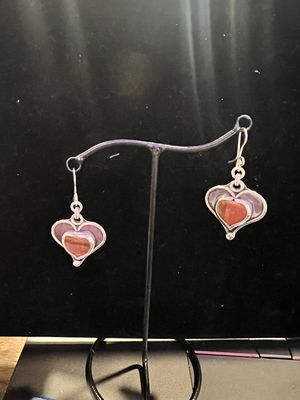 PA Goldstone Heart Sterling Earrings