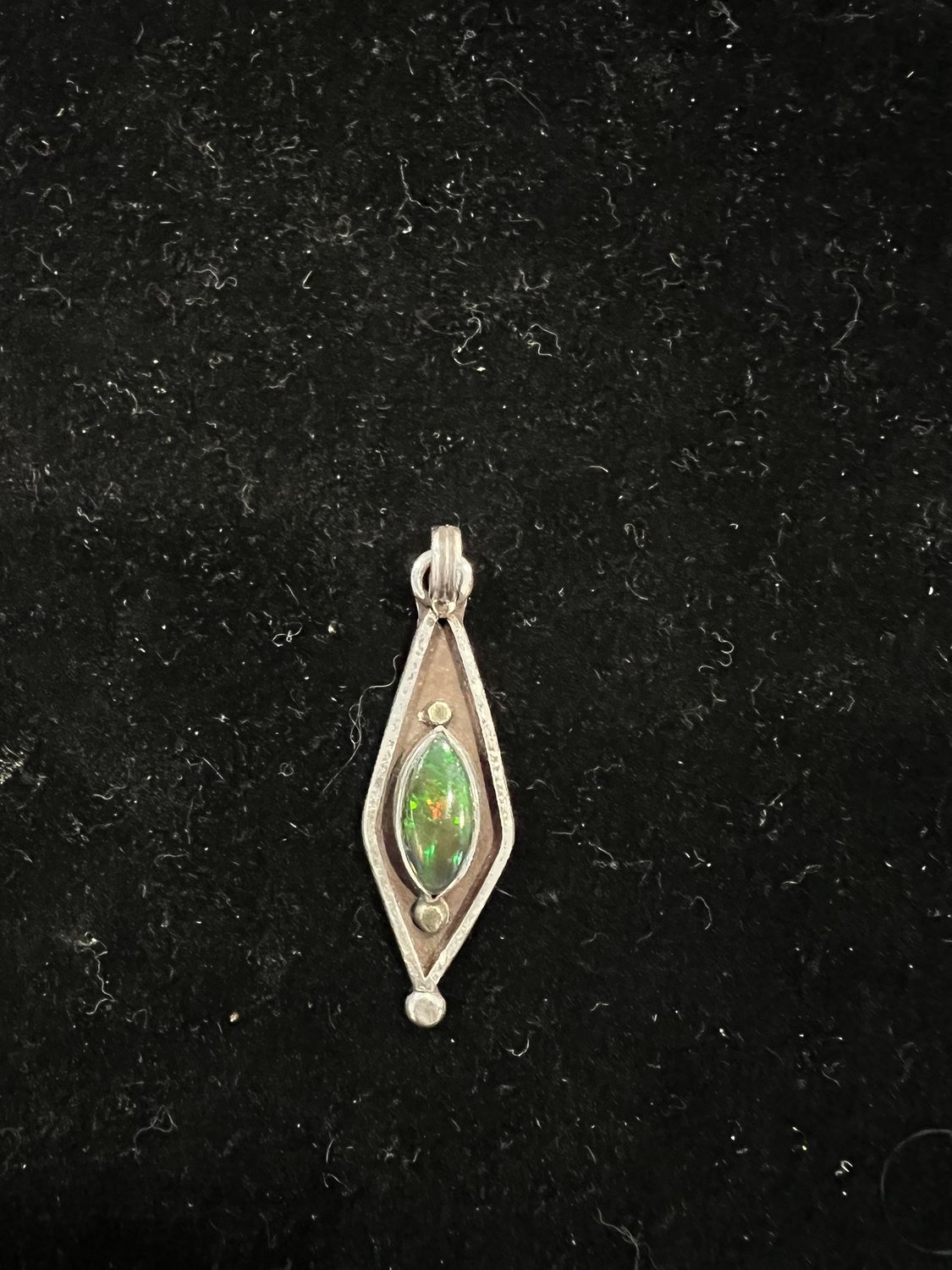 PA Marquis Black Opal Sterling Pendant w 24k Gold Accents
