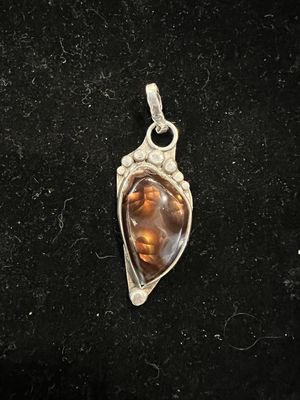 PA XL Fire Agate Sterling Pendant
