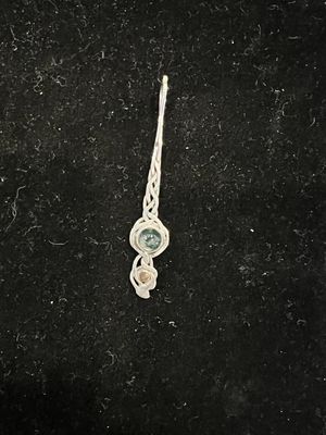 PA Celtic Point Sterling Pendant w Moss Agate and Gold Accent